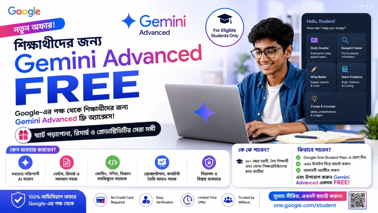 Google-এর নতুন অফার: শিক্ষার্থীদের জন্য Gemini Advanced Free